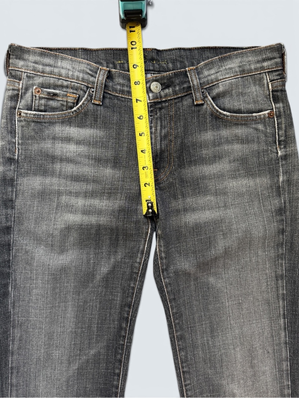 7 For All Mankind Vintage Low Rise Bootcut Jeans 28 Black Wash Y2K - Picture 9 of 16